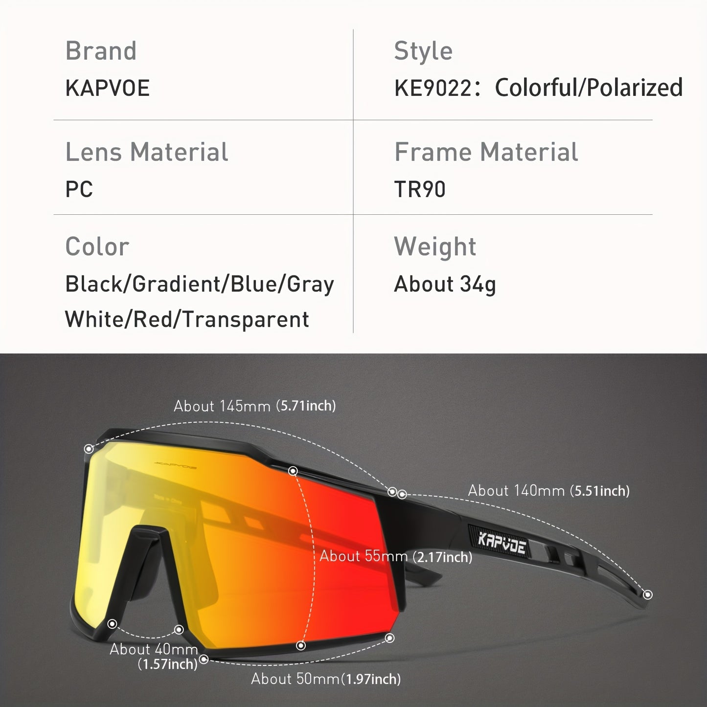 KAPVOE Stylish One-piece Sports Sunglasses - Trendy Design for Outdoor Enthusiasts, Perfect for Driving, Fishing, Cycling, Golf, Beach Activities, Vacation Travel, and Photo Props - Unisex for Men and Women