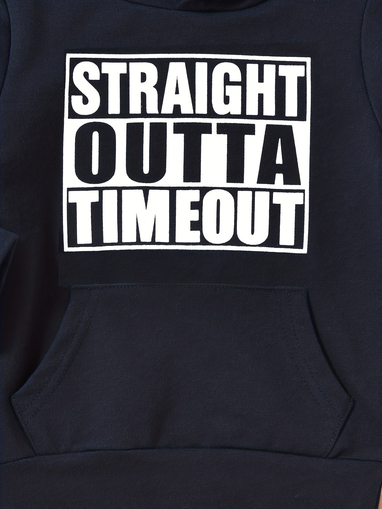Children's STRAIGHT OUTTA TIMEOUT Letter Print Hooded Sweatshirt With Pocket, Kids Cotton Active Hoodies