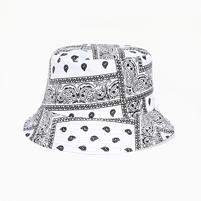 1pc Retro European And American Style Fashion Trendy Printed Cashew Bucket Hat Outdoor Travel Sun Hat Double-sided Wearable Basin Hat, Ideal Choice For Gifts
