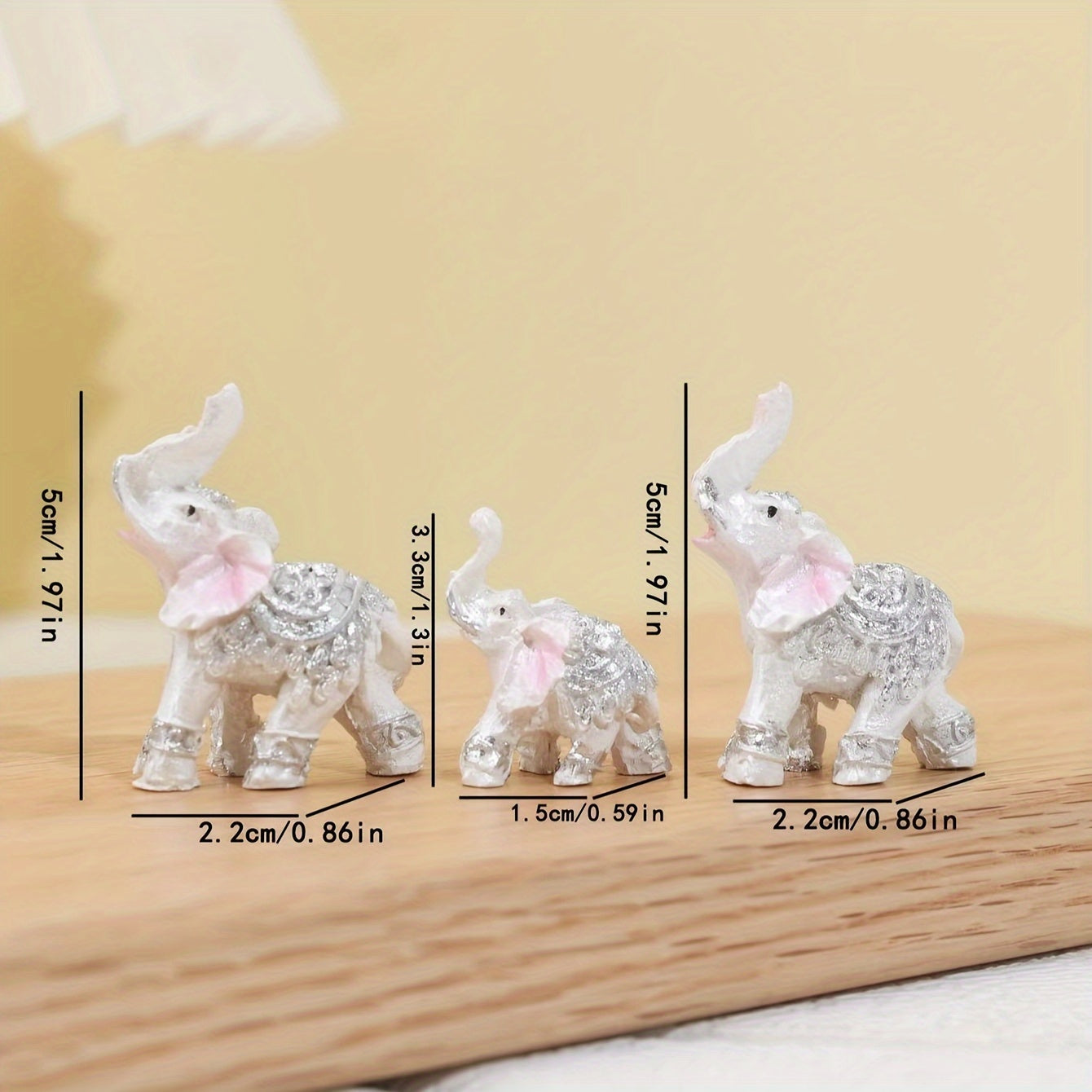 3pcs Resin Elephant Family Figurines, Decorative Collectibles for Indoor and Outdoor, Holiday Gift for Home and Office Decor, No Electricity Required