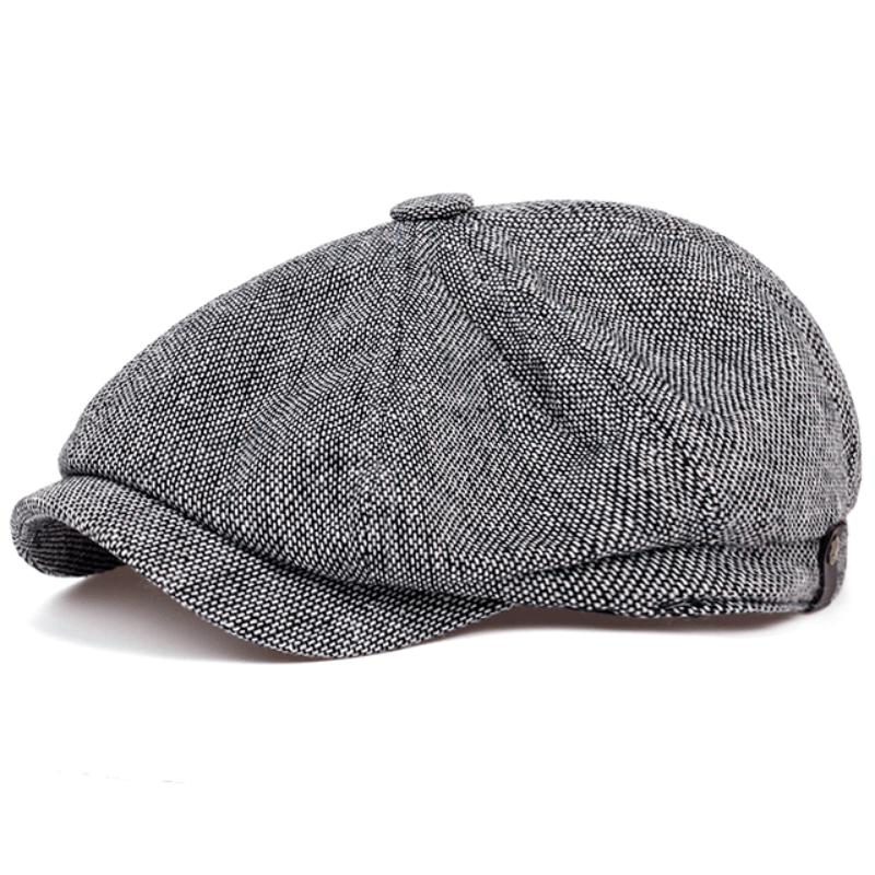 Men's Retro Octagonal Herringbone Hat, Casual Striped Beret, Gatsby Flat Hat
