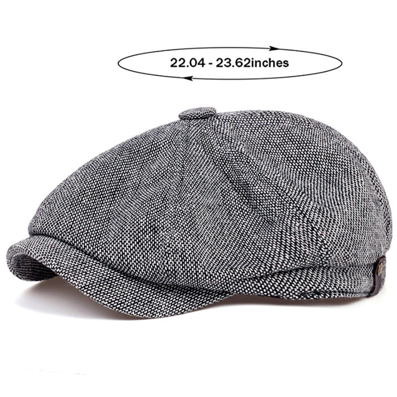 Men's Retro Octagonal Herringbone Hat, Casual Striped Beret, Gatsby Flat Hat