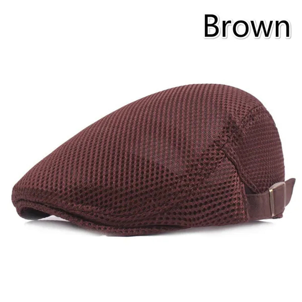1pc 8 Colors Men Cabbie Flat Cap Breathable Mesh Summer Hat Adjustable Newsboy Beret Ivy Cap, Ideal Choice For Gifts