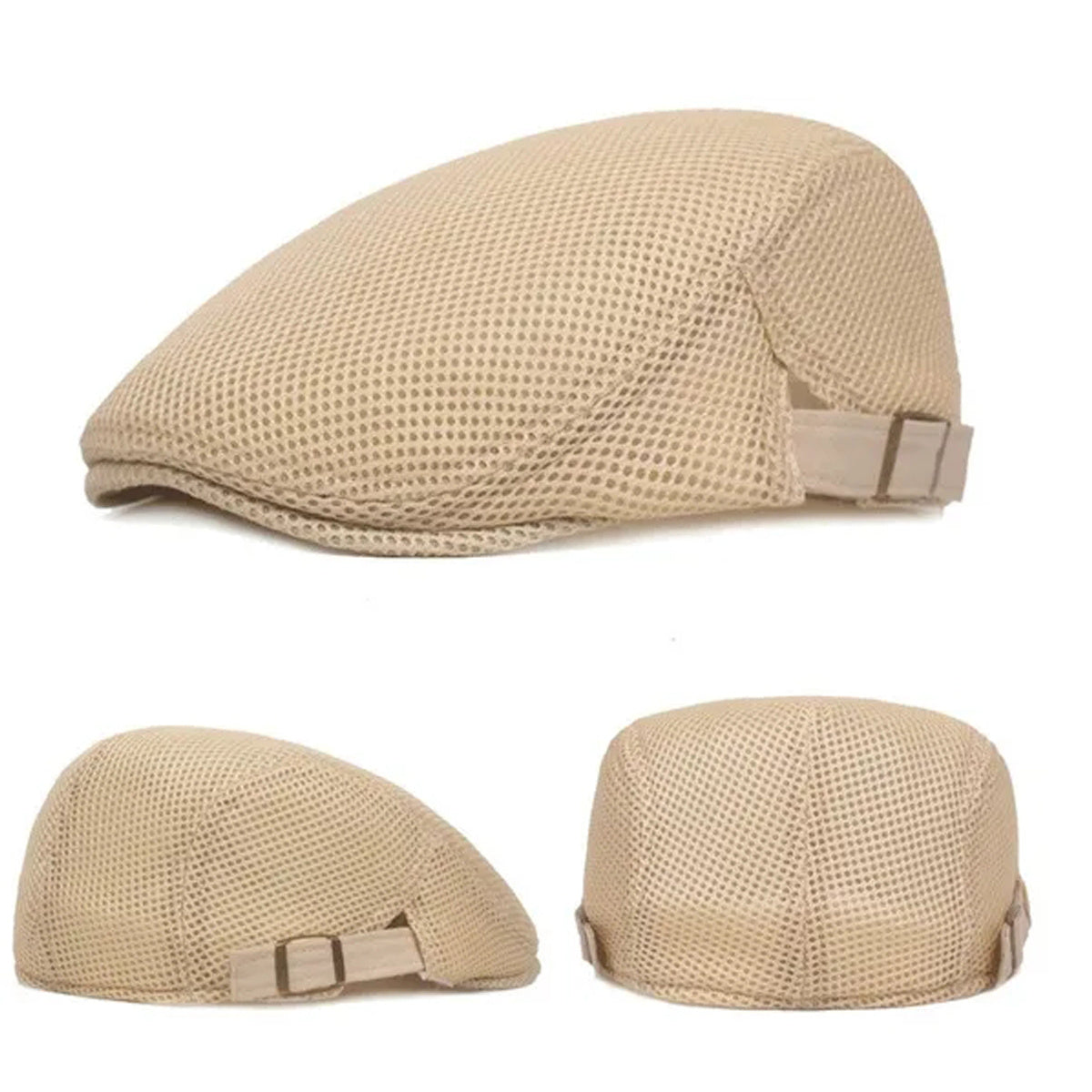 1pc 8 Colors Men Cabbie Flat Cap Breathable Mesh Summer Hat Adjustable Newsboy Beret Ivy Cap, Ideal Choice For Gifts