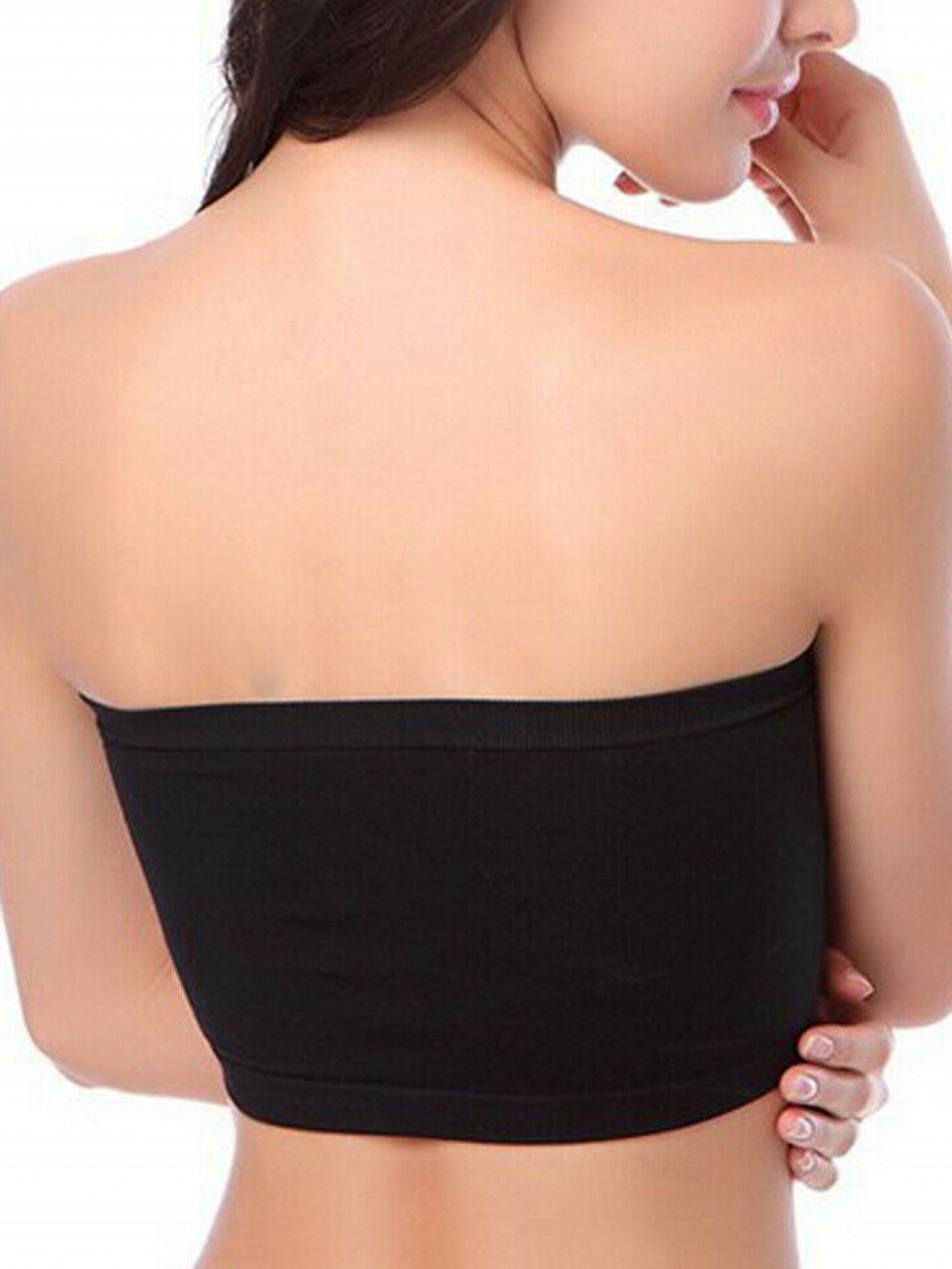 Plus Size Removable Padding Bandeau Bra, Women's Plus Non Underwire Double Layer Anti-glare Bra