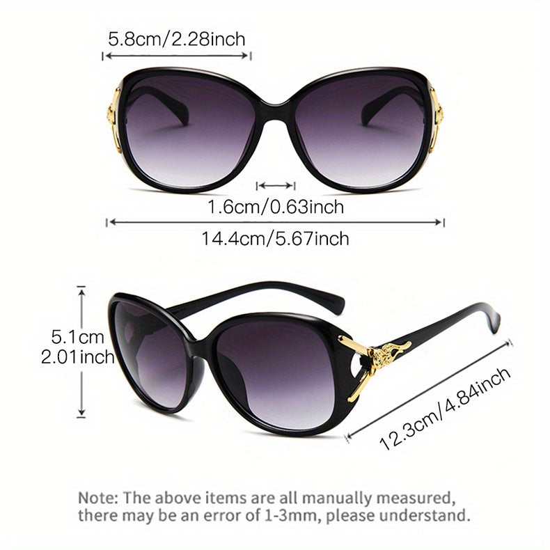 Round Fashion Sunglasses For Women Gradient Lens Metal Fox Decor Glasses Casual Outdoor Eyewear For Travel Beach
