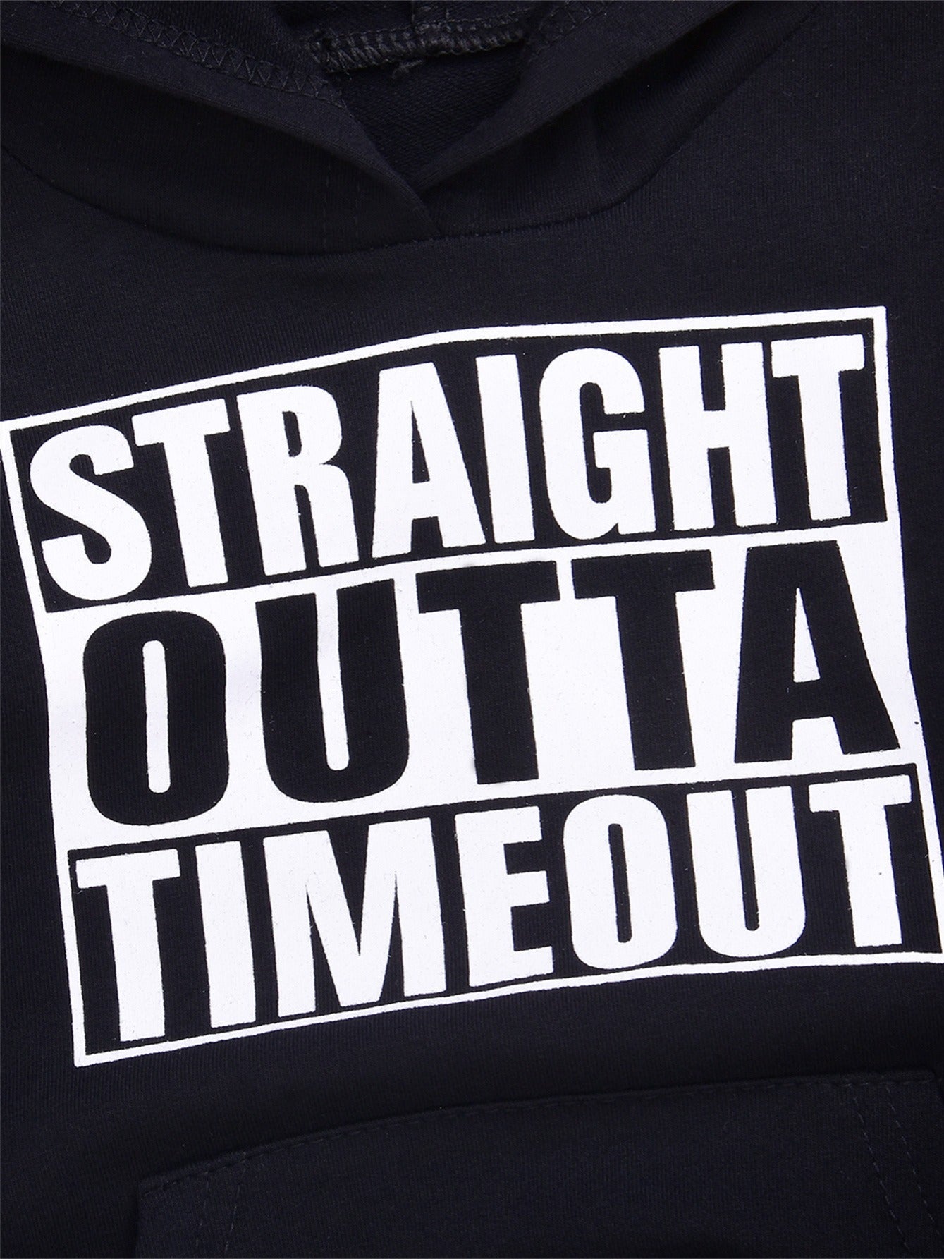 Children's STRAIGHT OUTTA TIMEOUT Letter Print Hooded Sweatshirt With Pocket, Kids Cotton Active Hoodies