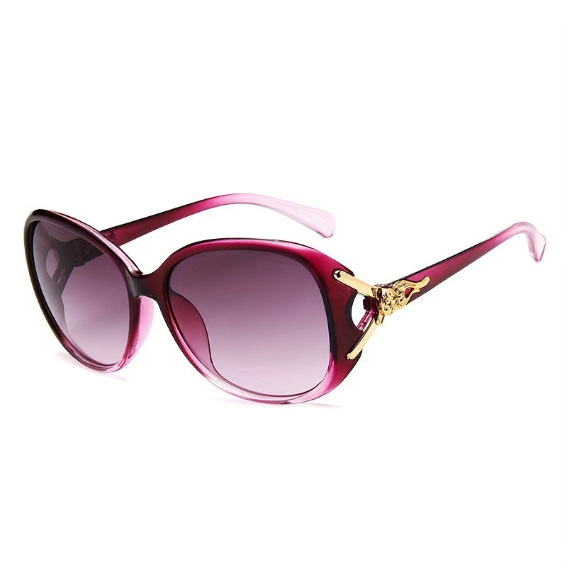 Round Fashion Sunglasses For Women Gradient Lens Metal Fox Decor Glasses Casual Outdoor Eyewear For Travel Beach