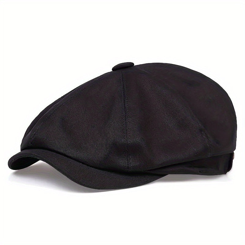 Men's Retro Octagonal Herringbone Hat, Casual Striped Beret, Gatsby Flat Hat