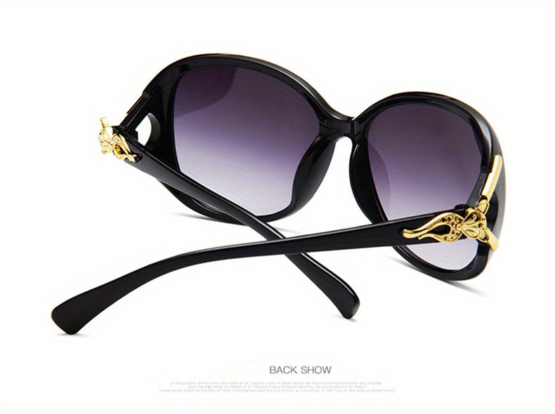 Round Fashion Sunglasses For Women Gradient Lens Metal Fox Decor Glasses Casual Outdoor Eyewear For Travel Beach