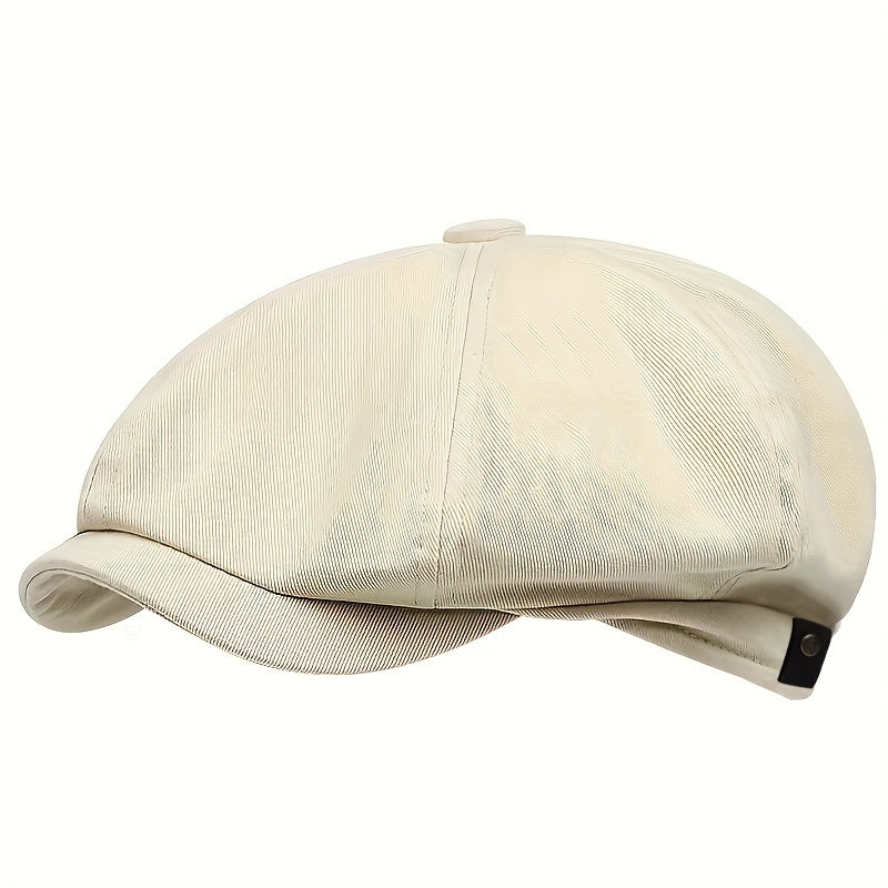 Men's Retro Octagonal Herringbone Hat, Casual Striped Beret, Gatsby Flat Hat