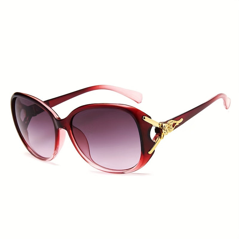 Round Fashion Sunglasses For Women Gradient Lens Metal Fox Decor Glasses Casual Outdoor Eyewear For Travel Beach