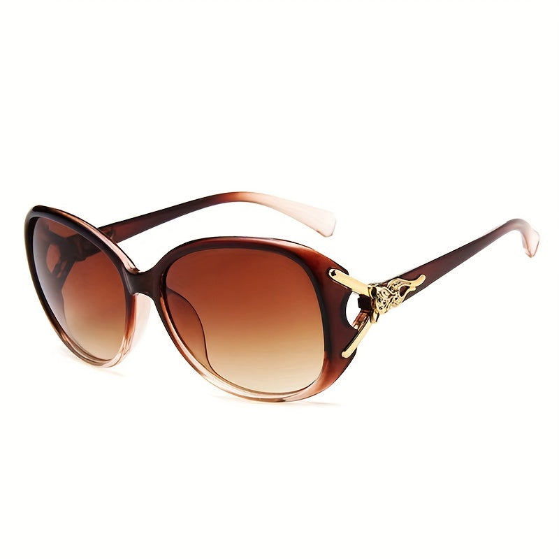 Round Fashion Sunglasses For Women Gradient Lens Metal Fox Decor Glasses Casual Outdoor Eyewear For Travel Beach
