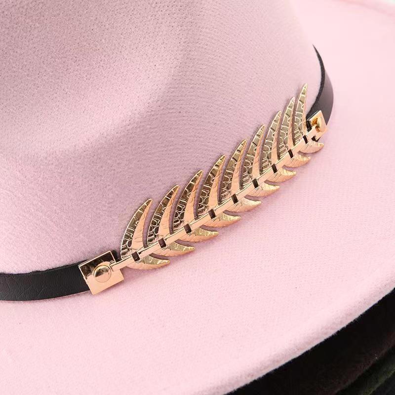 Retro Tweed Bowler Hat with HMetal Wheat & Belt Accessories - A Stylish Minimalistic Jazz Hat with a Large Brim