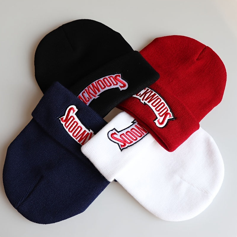 1pc "BACKWOODS" Knitted Hat Thermal Cap For Men, Ideal choice for Gifts