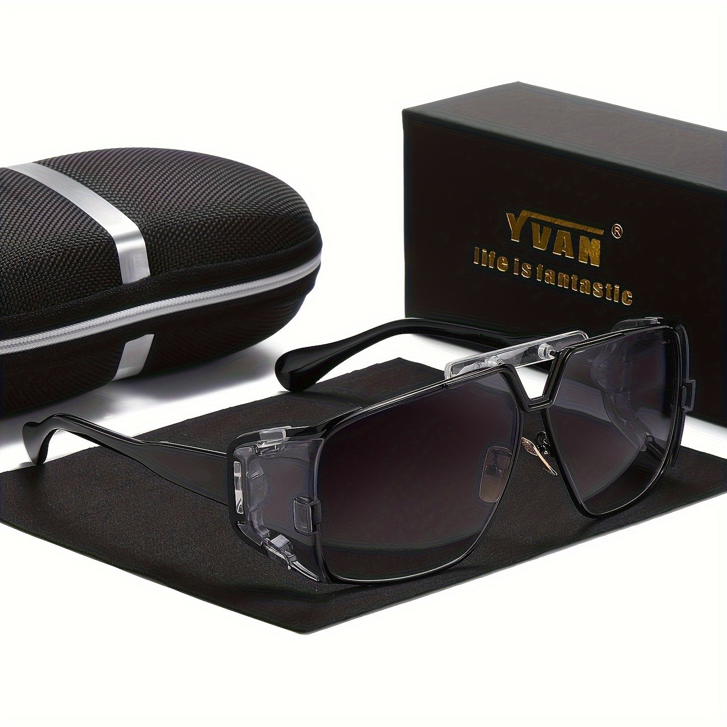 1pc Men's Retro Punk Metal Sunglasses, Dustproof Lens, Fashion Sunglasses with Glasses Case