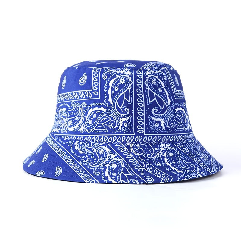 1pc Retro European And American Style Fashion Trendy Printed Cashew Bucket Hat Outdoor Travel Sun Hat Double-sided Wearable Basin Hat, Ideal Choice For Gifts