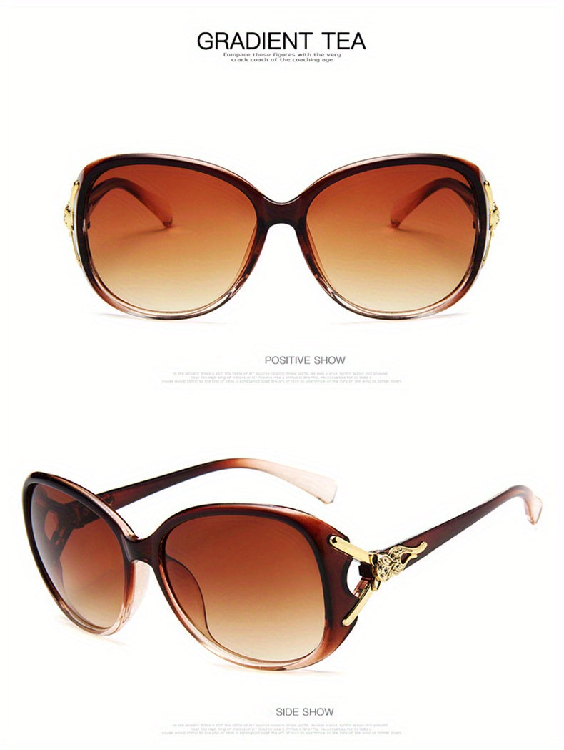 Round Fashion Sunglasses For Women Gradient Lens Metal Fox Decor Glasses Casual Outdoor Eyewear For Travel Beach