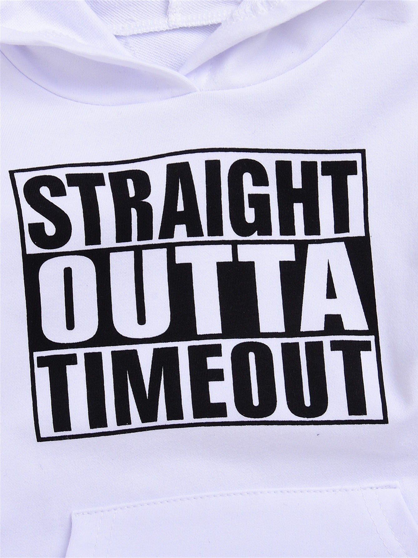 Children's STRAIGHT OUTTA TIMEOUT Letter Print Hooded Sweatshirt With Pocket, Kids Cotton Active Hoodies
