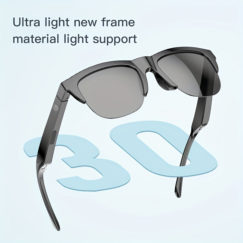 New Smart Wireless V5.3 Sunglasses, Multifunctional Glasses, Wireless Calls, Music Playback, Outdoor Sports Headphones, Rechargeable HIFI Sound Quality, HD Lenses, Black Technology, Unisex, Touch, Long Battery Life, UV Protec