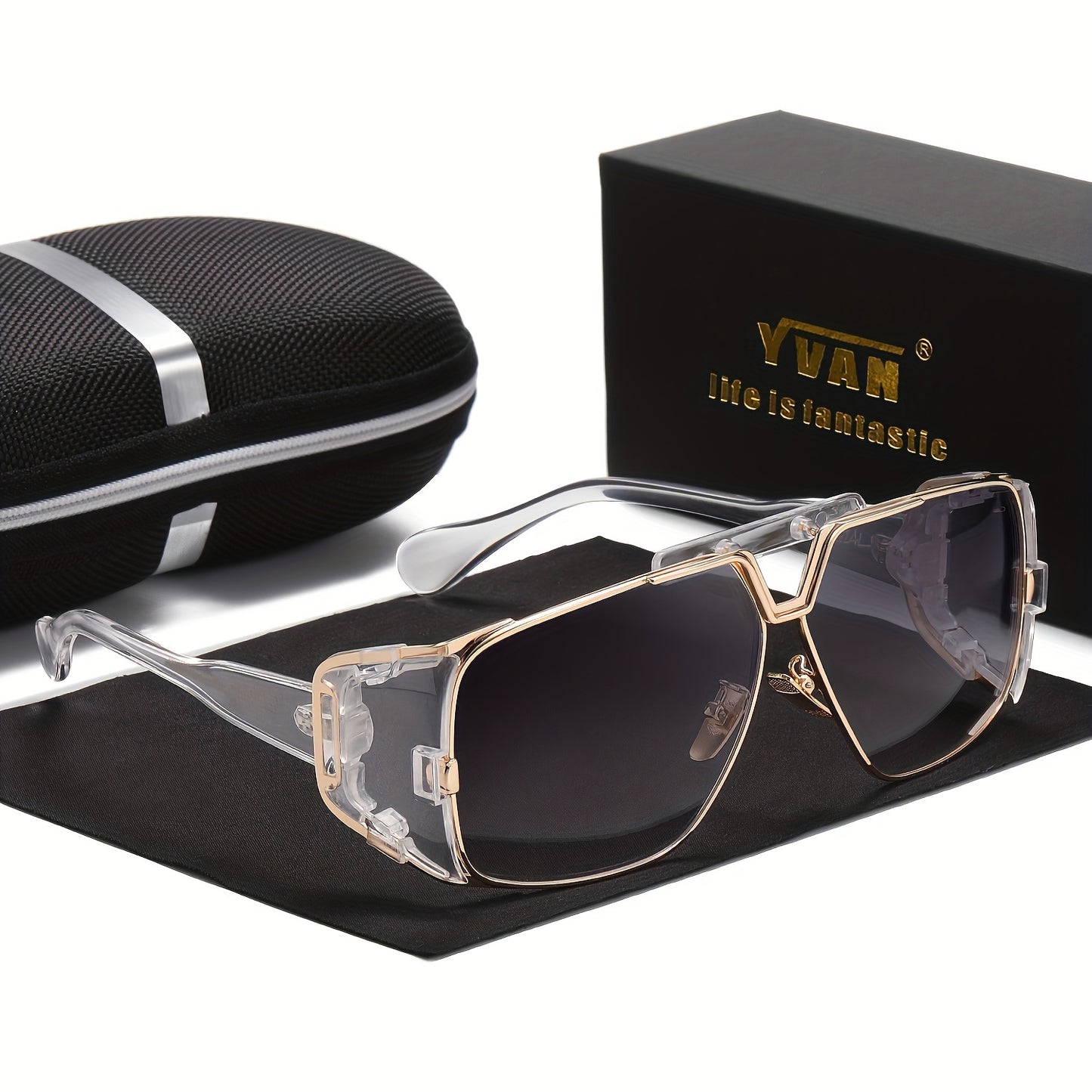1pc Men's Retro Punk Metal Sunglasses, Dustproof Lens, Fashion Sunglasses with Glasses Case