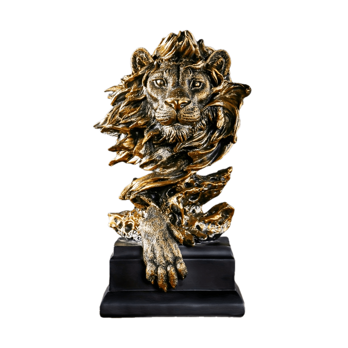 HF-830 Golden Resin Lion Statue King Of Beasts Figurine Lion Statues Home Decor Office Exquisite Decoration Collectibles For Men Room Decor For Men