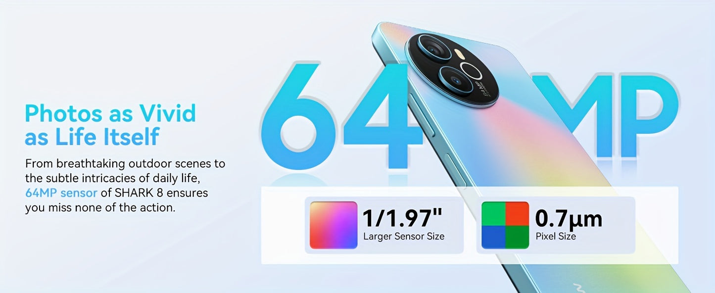 Blackview Shark8 Unlocked Phones, 16GB+256GB/SD 2TB Android Phones, MTK G99, 120Hz 6.78" FHD+, 33W Fast Charge 5000mAh, Android 13 Mobile Phone, 64MP Camera, NFC/Fingerprint/198g, T-Mobile Cellphone