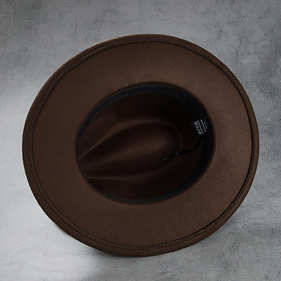 Men's Retro Felt Top Hat, Leather Buckle Accessory, Jazz Hats