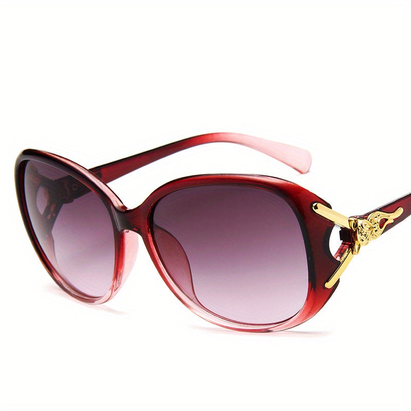 Round Fashion Sunglasses For Women Gradient Lens Metal Fox Decor Glasses Casual Outdoor Eyewear For Travel Beach