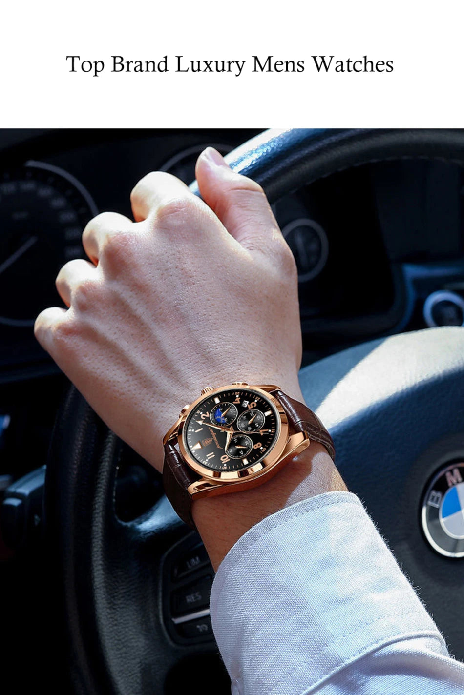 POEDAGAR Men Watches 2021 New Fashion Leather Waterproof Luminous Top Brand Luxury Mens Quartz Wristwatch Relogio Masculino