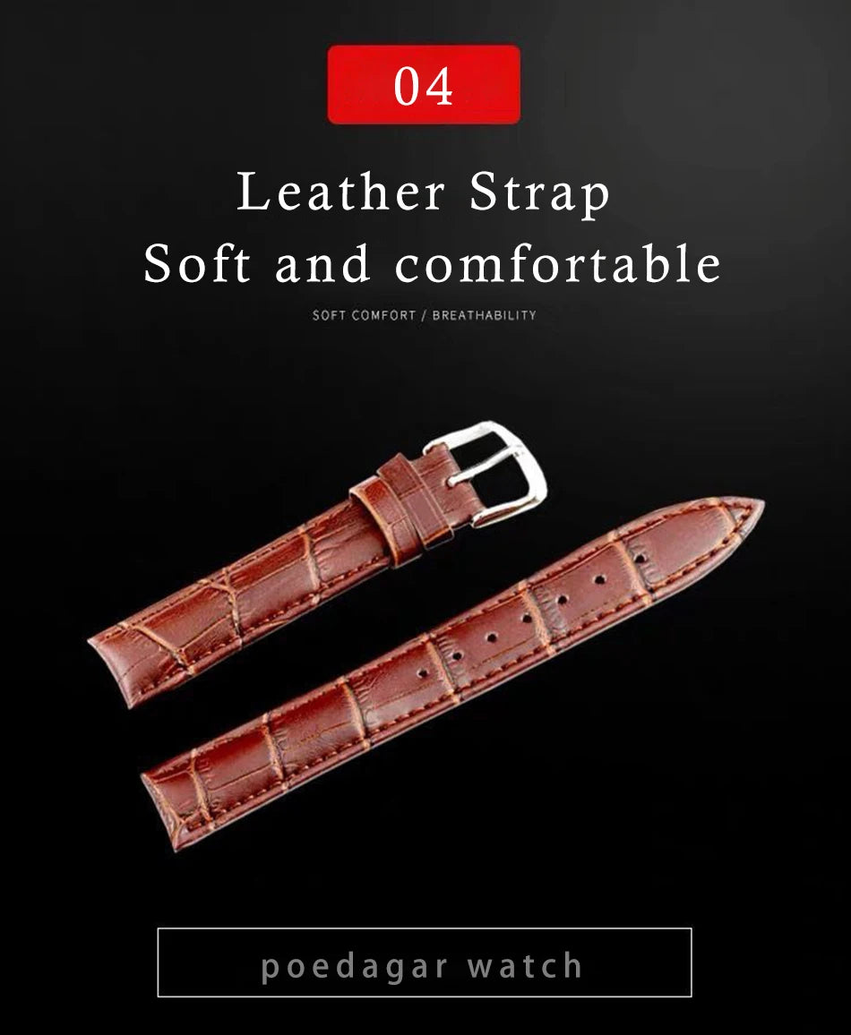 POEDAGAR Men Watches 2021 New Fashion Leather Waterproof Luminous Top Brand Luxury Mens Quartz Wristwatch Relogio Masculino