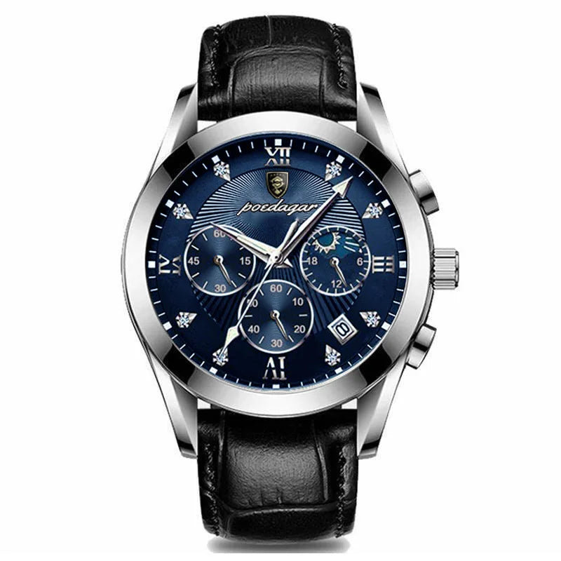 POEDAGAR Men Watches 2021 New Fashion Leather Waterproof Luminous Top Brand Luxury Mens Quartz Wristwatch Relogio Masculino