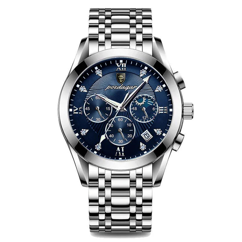 POEDAGAR Men Watches 2021 New Fashion Leather Waterproof Luminous Top Brand Luxury Mens Quartz Wristwatch Relogio Masculino