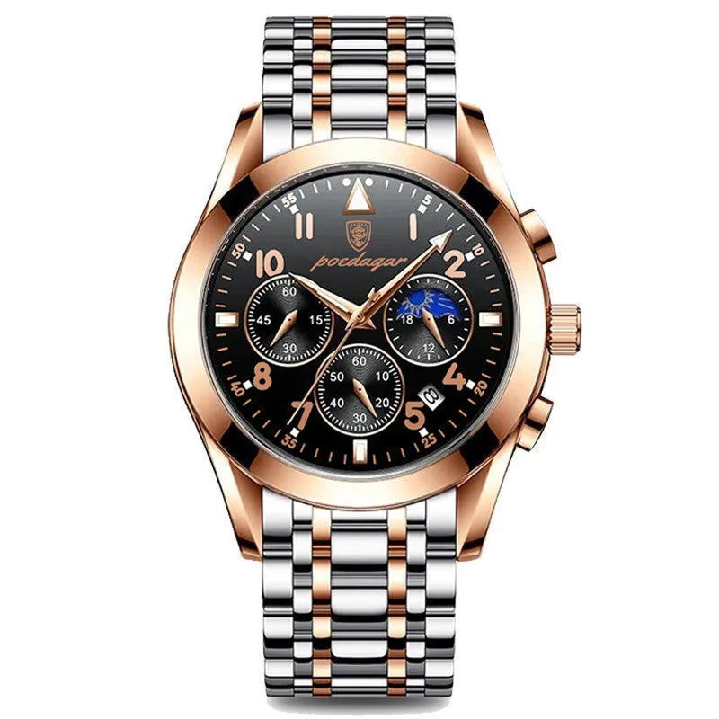 POEDAGAR Men Watches 2021 New Fashion Leather Waterproof Luminous Top Brand Luxury Mens Quartz Wristwatch Relogio Masculino
