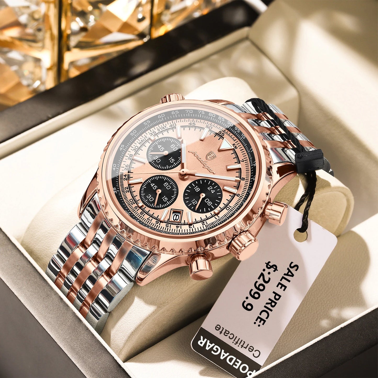 POEDAGAR Luxury Watches For Men Date Chronograph Stainless Steel Man Watch Waterproof Luminous Sport Military Men's Quartz Watch