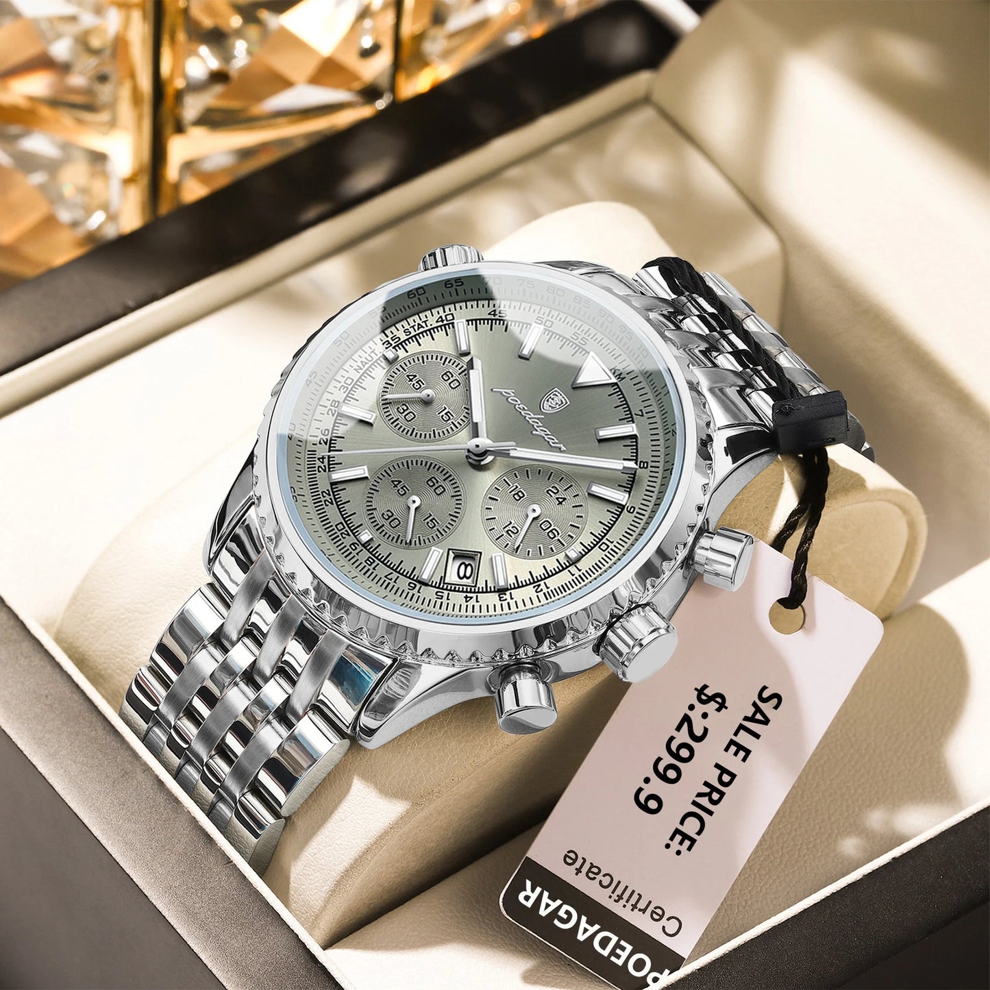 POEDAGAR Luxury Watches For Men Date Chronograph Stainless Steel Man Watch Waterproof Luminous Sport Military Men's Quartz Watch