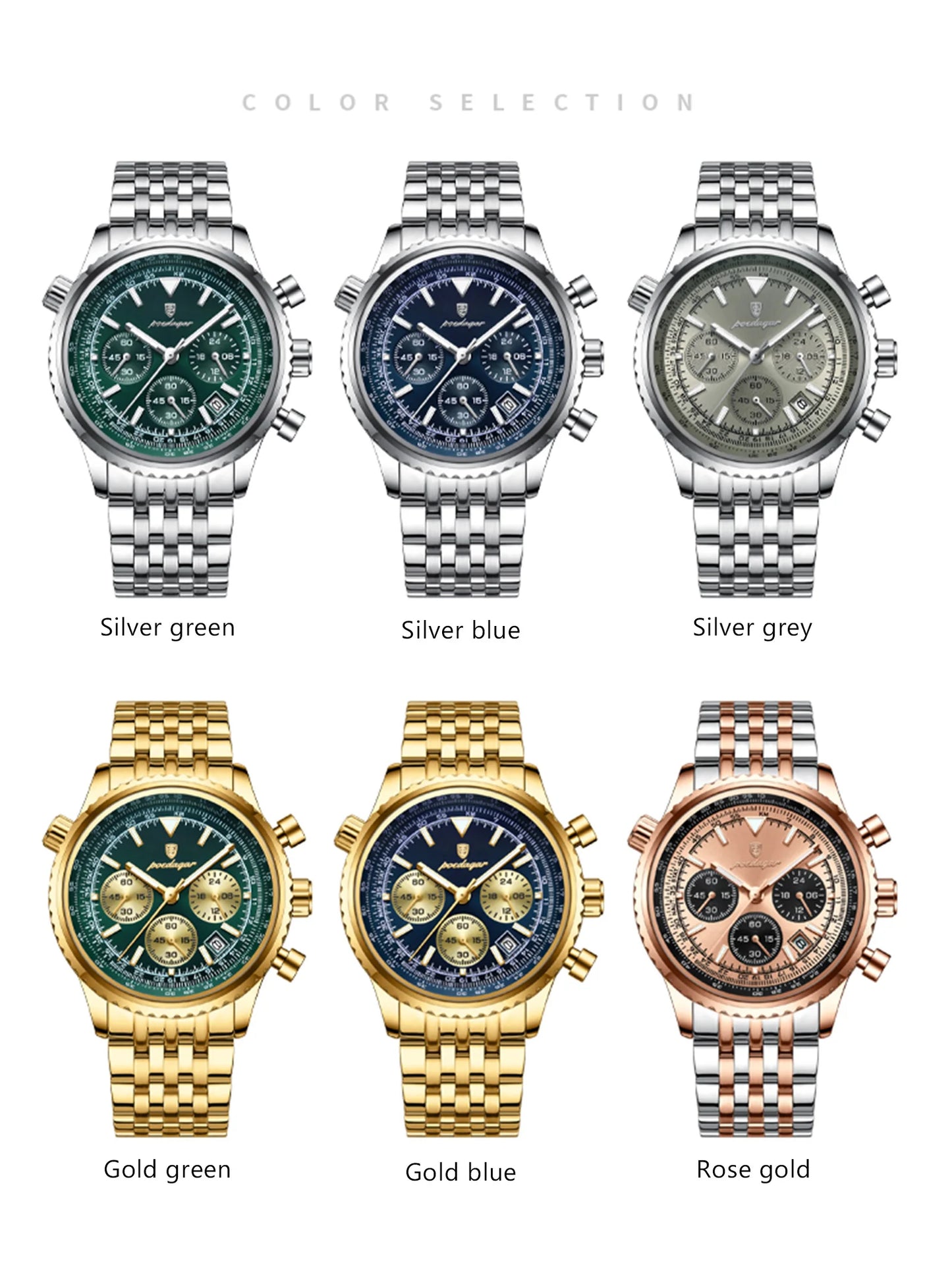 POEDAGAR Luxury Watches For Men Date Chronograph Stainless Steel Man Watch Waterproof Luminous Sport Military Men's Quartz Watch