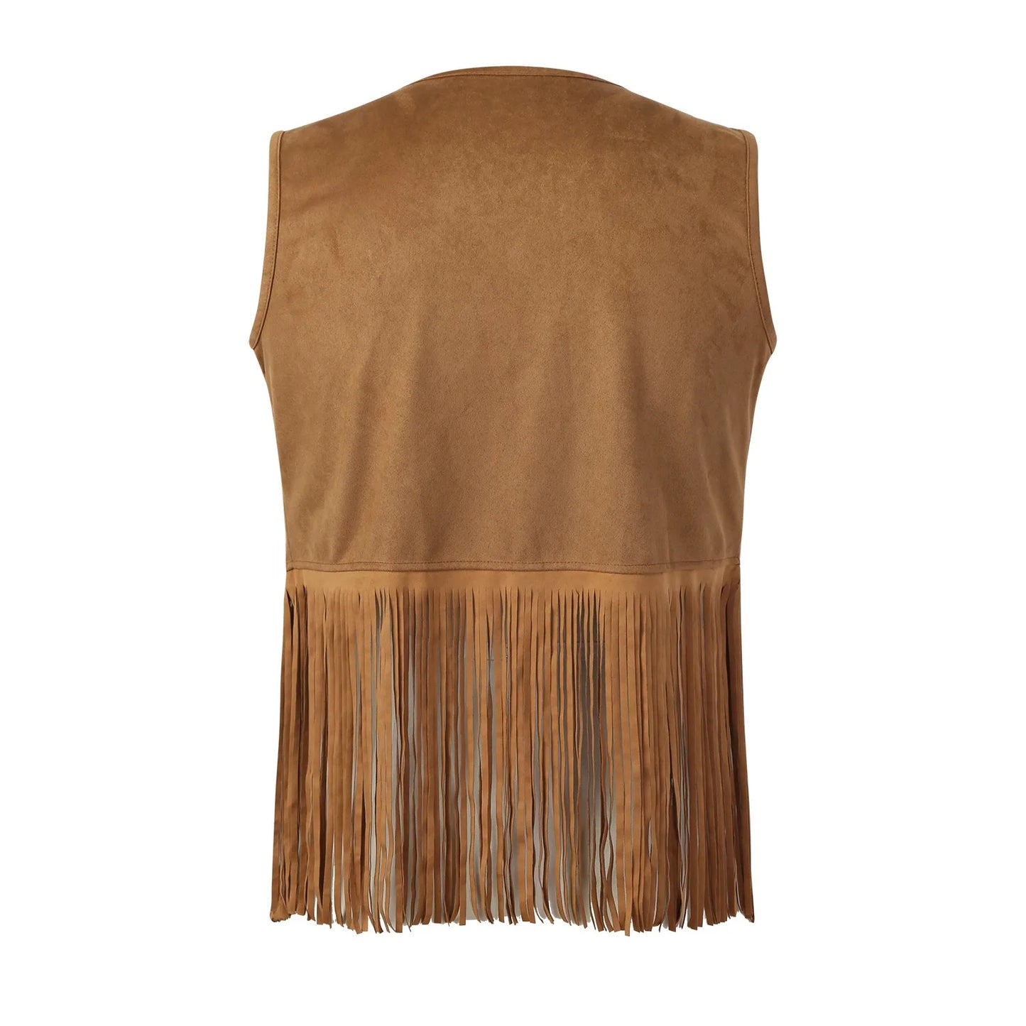 Mens Faux Suede Tassel Vest Western Cowboy Sleeveless Indian Denim Vest Tassel Retro Boho Hippie Clothing Tops Rivets Fringe