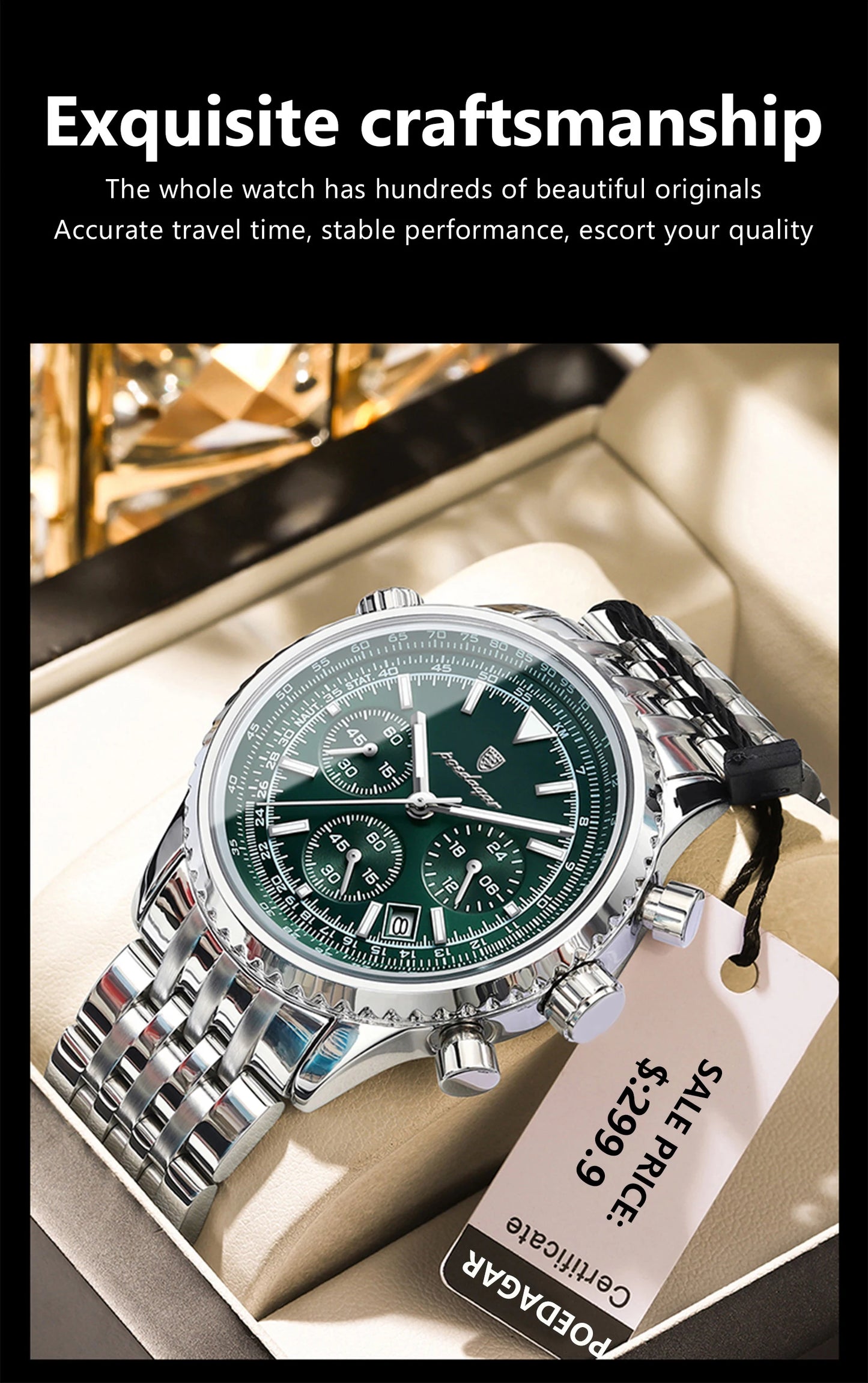 POEDAGAR Luxury Watches For Men Date Chronograph Stainless Steel Man Watch Waterproof Luminous Sport Military Men's Quartz Watch