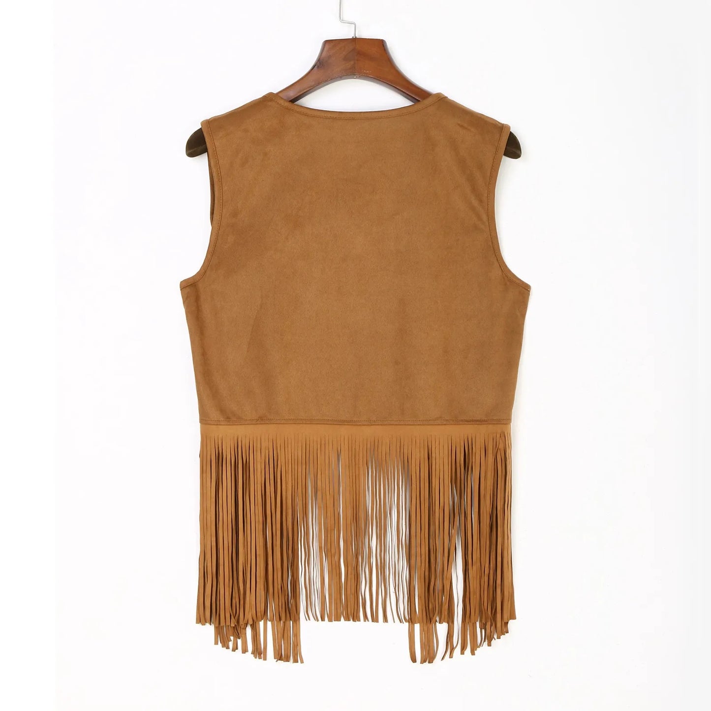Mens Faux Suede Tassel Vest Western Cowboy Sleeveless Indian Denim Vest Tassel Retro Boho Hippie Clothing Tops Rivets Fringe