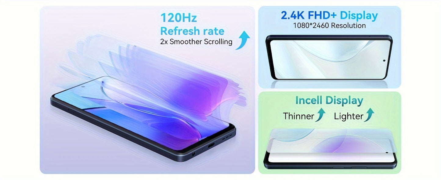 Blackview Shark8 Unlocked Phones, 16GB+256GB/SD 2TB Android Phones, MTK G99, 120Hz 6.78" FHD+, 33W Fast Charge 5000mAh, Android 13 Mobile Phone, 64MP Camera, NFC/Fingerprint/198g, T-Mobile Cellphone
