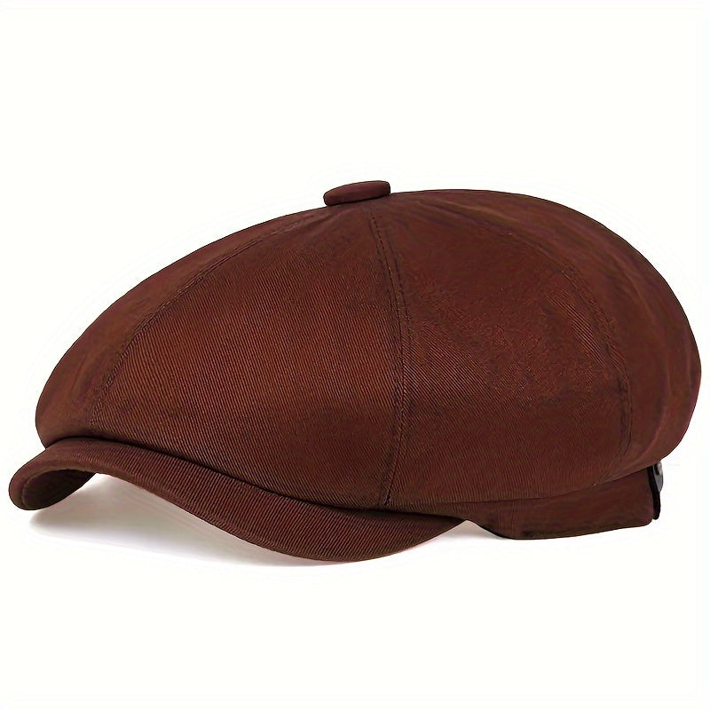 Men's Retro Octagonal Herringbone Hat, Casual Striped Beret, Gatsby Flat Hat