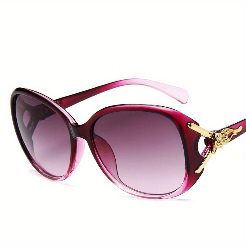 Round Fashion Sunglasses For Women Gradient Lens Metal Fox Decor Glasses Casual Outdoor Eyewear For Travel Beach