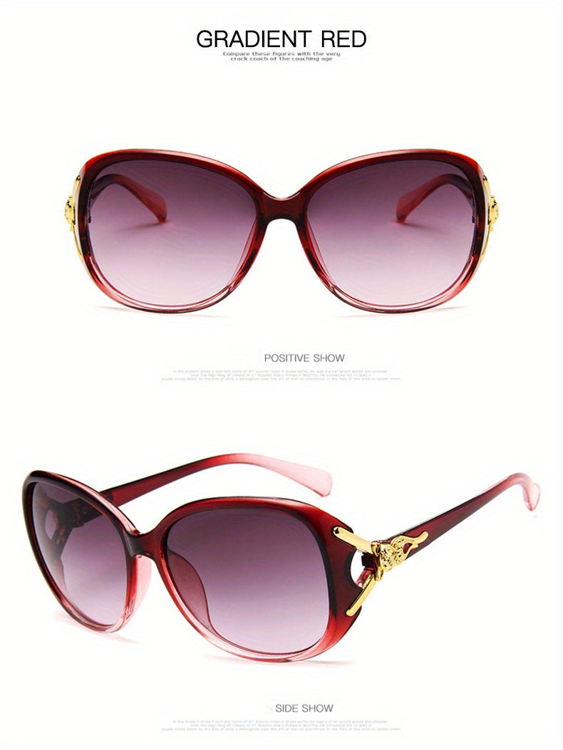 Round Fashion Sunglasses For Women Gradient Lens Metal Fox Decor Glasses Casual Outdoor Eyewear For Travel Beach