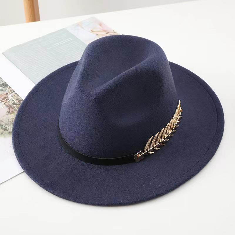 Retro Tweed Bowler Hat with HMetal Wheat & Belt Accessories - A Stylish Minimalistic Jazz Hat with a Large Brim