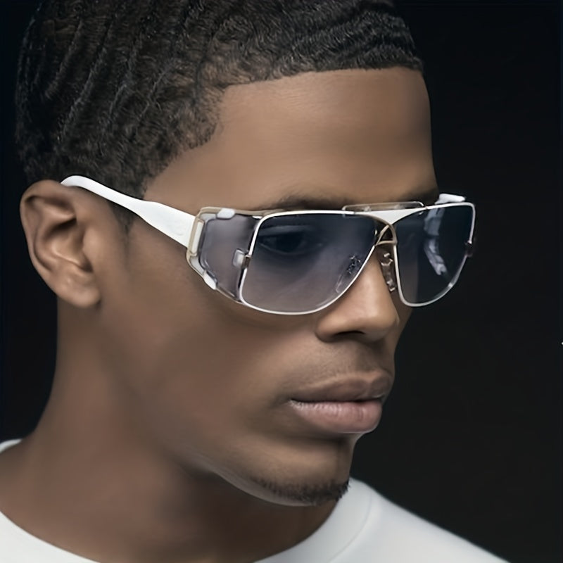 1pc Men's Retro Punk Metal Sunglasses, Dustproof Lens, Fashion Sunglasses with Glasses Case