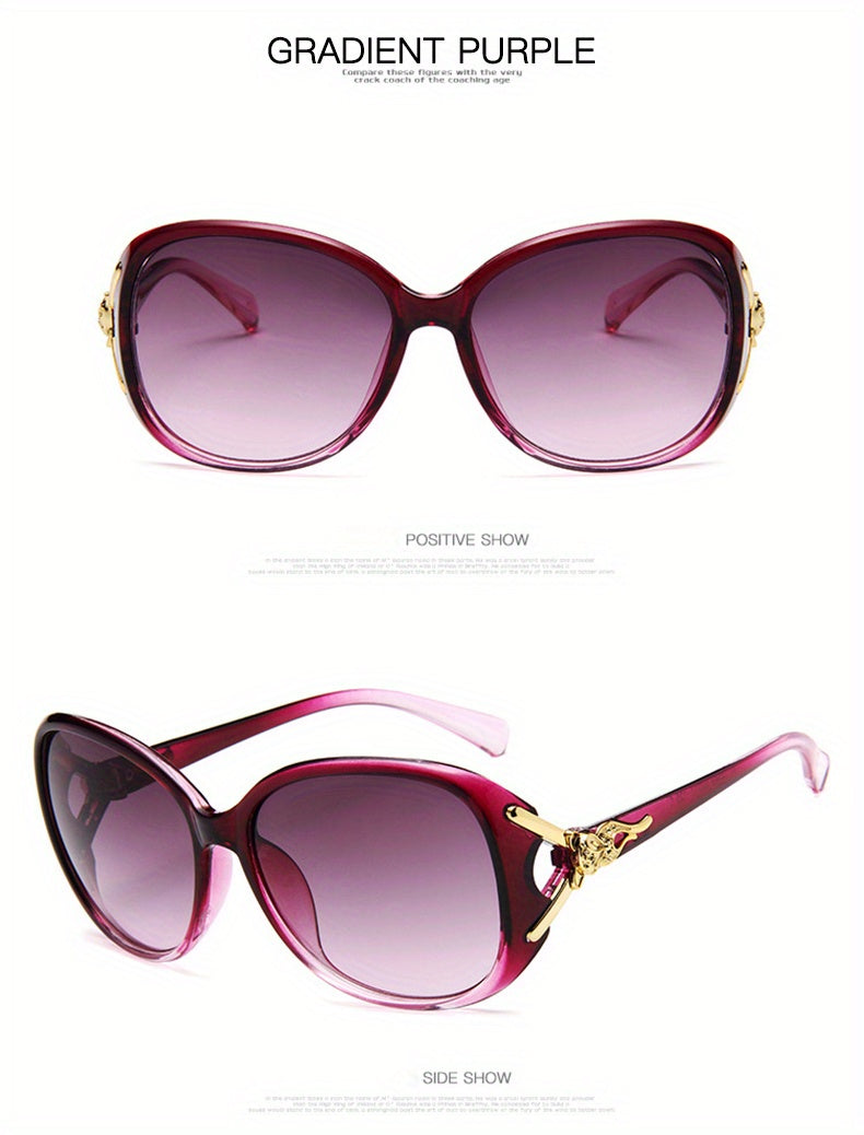 Round Fashion Sunglasses For Women Gradient Lens Metal Fox Decor Glasses Casual Outdoor Eyewear For Travel Beach