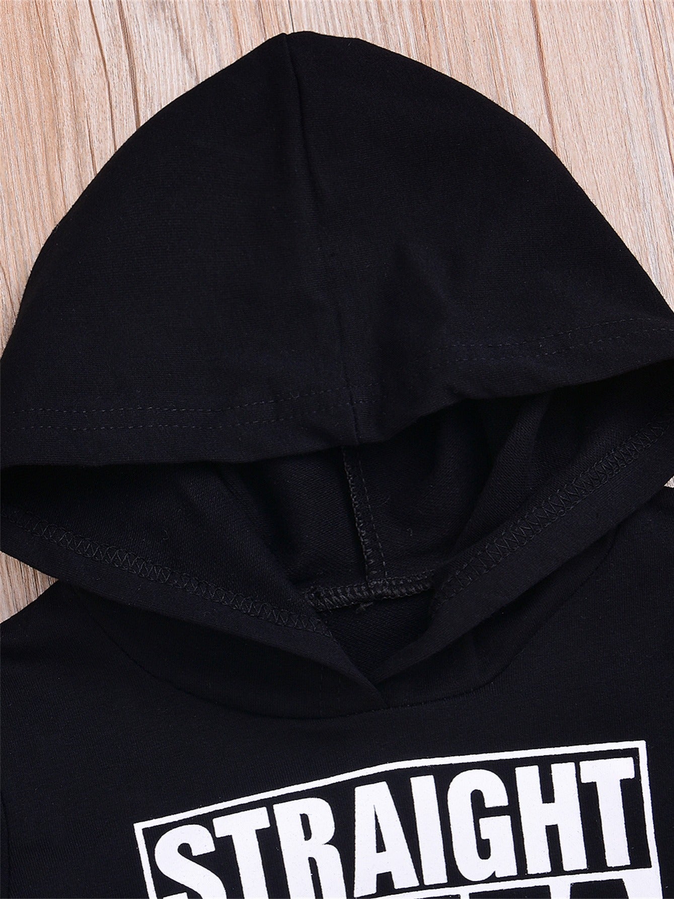 Children's STRAIGHT OUTTA TIMEOUT Letter Print Hooded Sweatshirt With Pocket, Kids Cotton Active Hoodies