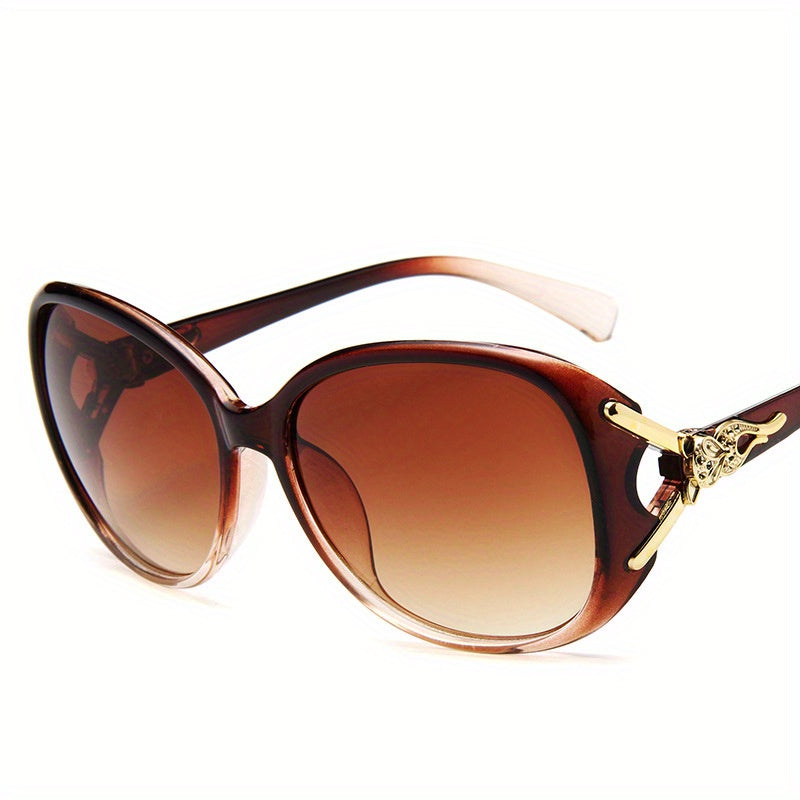 Round Fashion Sunglasses For Women Gradient Lens Metal Fox Decor Glasses Casual Outdoor Eyewear For Travel Beach