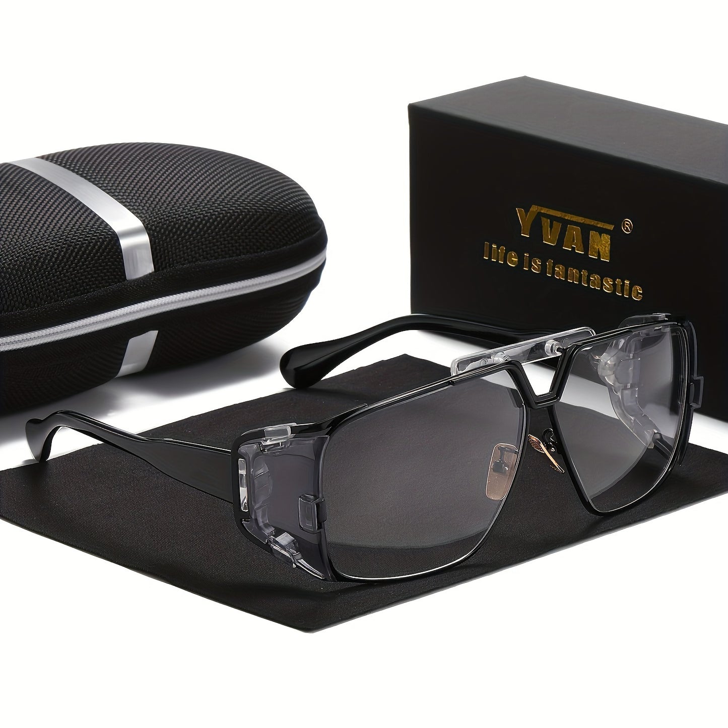 1pc Men's Retro Punk Metal Sunglasses, Dustproof Lens, Fashion Sunglasses with Glasses Case